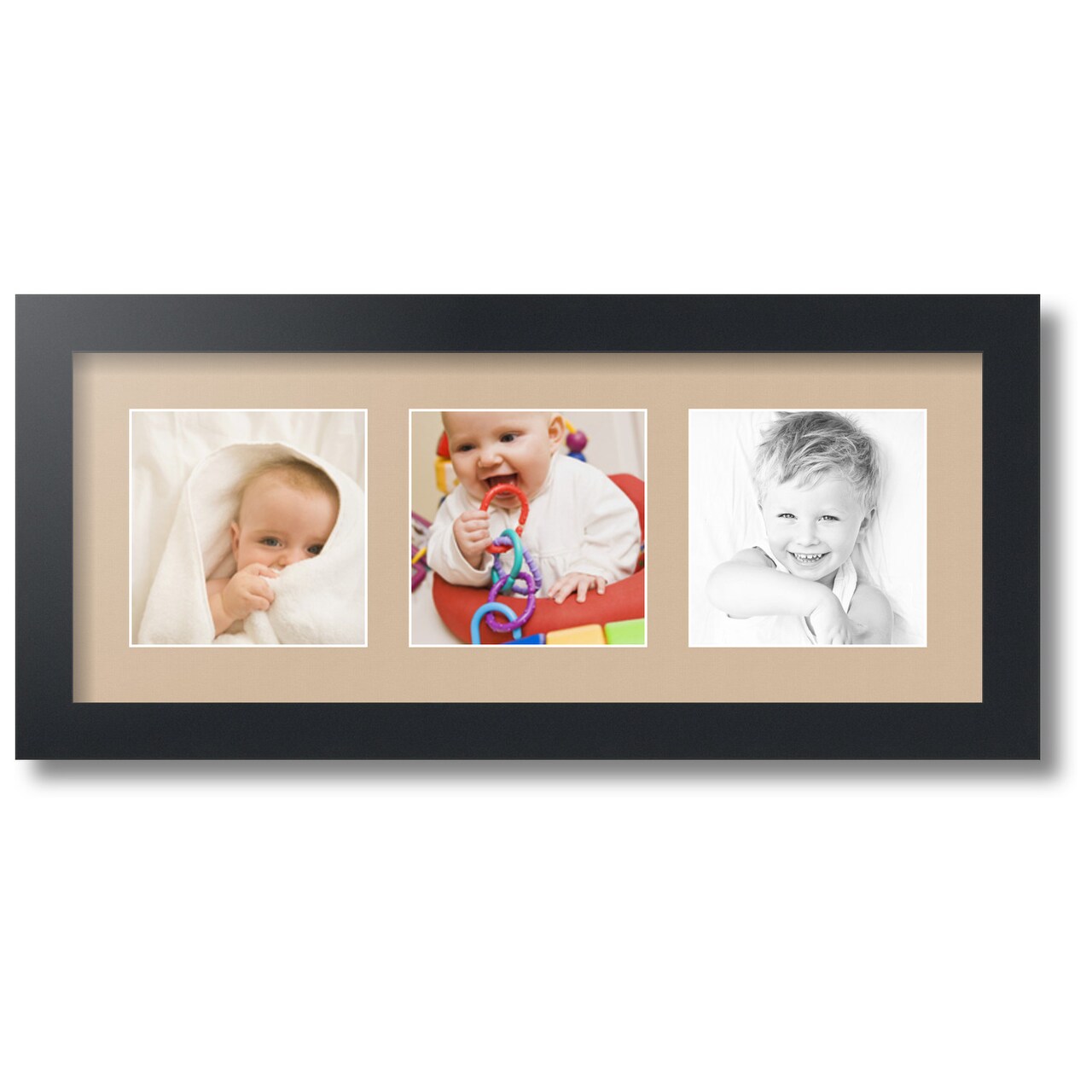 ArtToFrames Collage Photo Picture Frame with 3 - 5x5 inch Openings, Framed in Black with Over 62 Mat Color Options and Regular Glass (CSM-3926-95)
